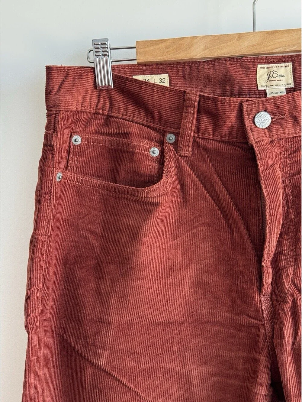 J.Crew 770 Straight Fit Corduroy Pants Rust Brown 34x32 100% Cotton